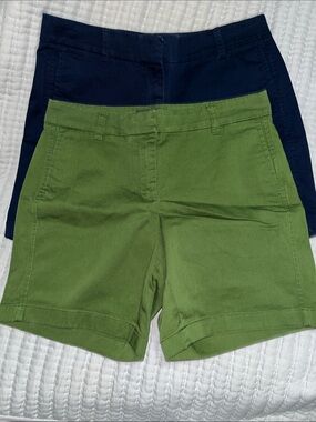 J. Crew Green and Navy Chino Bermuda Shorts Duo